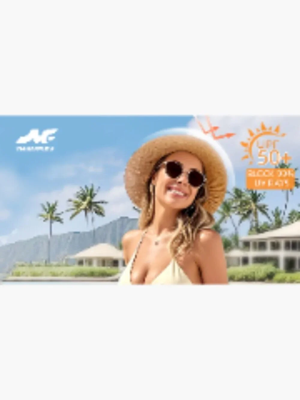 Wide Brim Straw Sun Visor Hat UPF 50+ Foldable Travel Beach Hat
